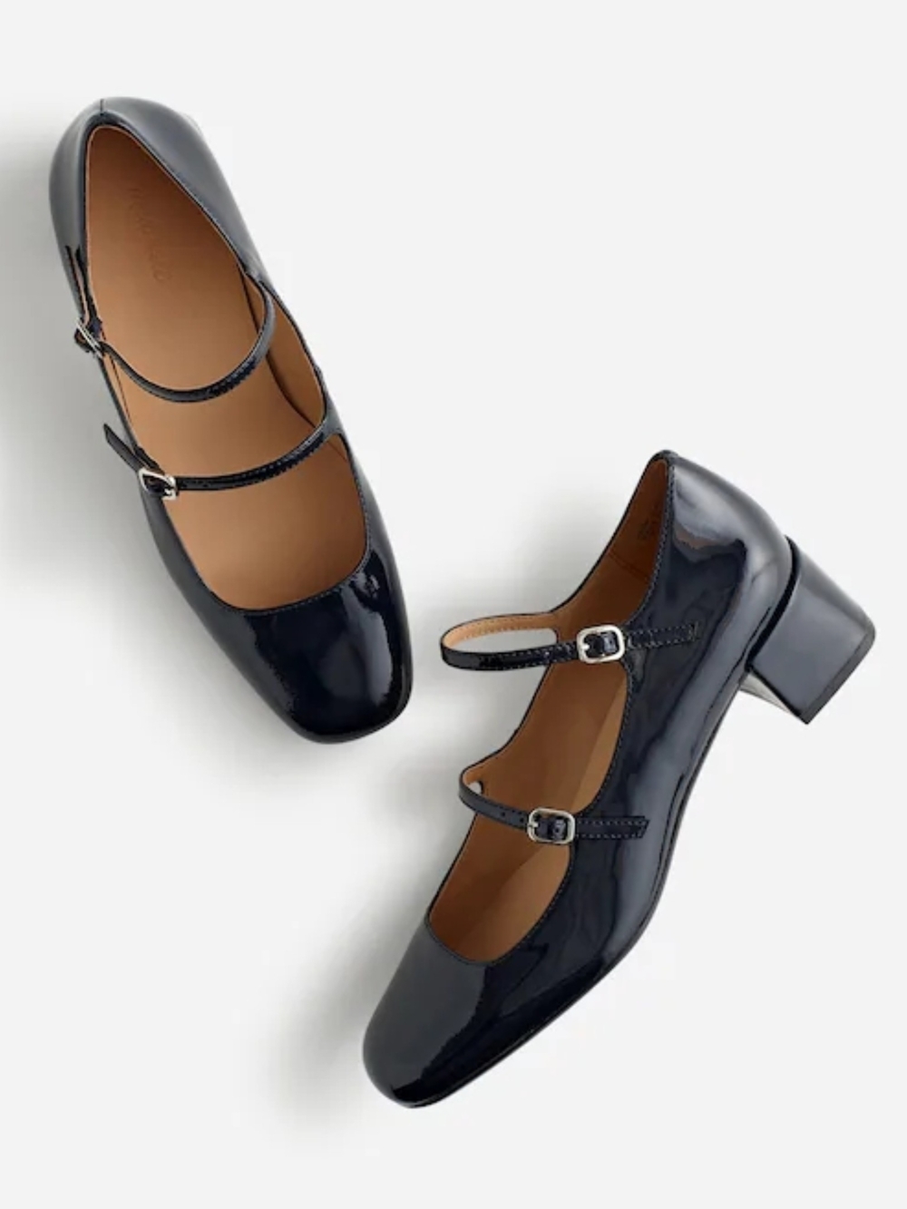 New! Madewell The Nettie Heeled Mary Jane in Deep Indigo Patent Leather